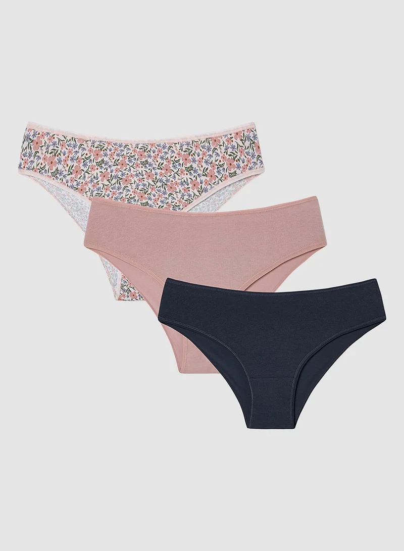 Penti Cute Flower Floral Patterned Low Waist 3-Pack Slip Panties